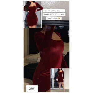 Solid Square Neck Long Sleeve Bodycon Dress